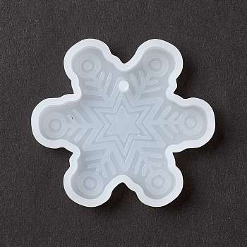 Christmas Theme DIY Snowflake Pendant Silicone Molds, Resin Casting Molds, for UV Resin & Epoxy Resin Jewelry Making, Wheat, 50x54x7mm, Hole: 3mm