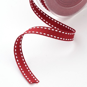 Grosgrain Polyester Ribbon, Christmas Ribbon for Gift Packings, Red, 3/8 inch(9mm), about 100yards/roll(91.44m/roll)