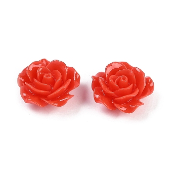 Synthetic Coral Carved Beads, Dyed, Flower, Orange Red, 19.5x9mm, Hole: 1.3mm