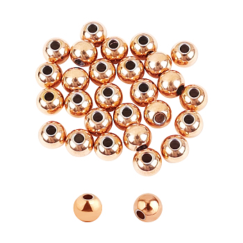 PVD Vacuum Plating 304 Stainless Steel Beads, Round, Rose Gold, 6x5mm, Hole: 2mm, 30pcs/box