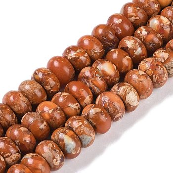Dyed Synthetic Imperial Jasper Beads Strands, Rondelle, Chocolate, 10x6mm, Hole: 1.5mm, about 68pcs/strand, 15.75''(40cm)