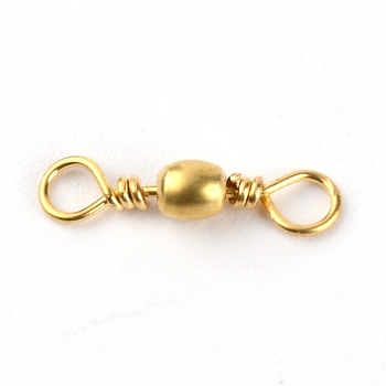 Brass Fishing Rolling Bearing Connector, Rolling Barrel Fishing, Fishing Swivels Tackle Accessories, Golden, 10.98x4x3mm, Hole: 1.21mm