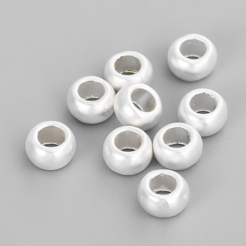 Alloy Spacer Beads, Matte Style, Rondelle, Cadmium Free & Lead Free, 925 Sterling Silver Plated, 5x3mm, Hole: 2.5mm