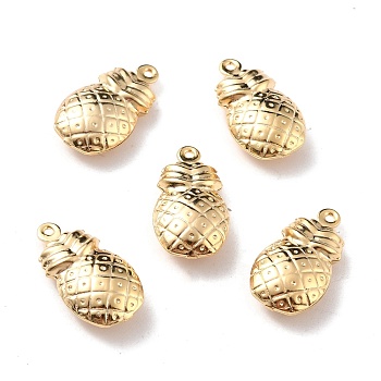 Brass Pendants, Long-Lasting Plated, Cadmium Free & Lead Free, Pineapple, Real 24K Gold Plated, 18x10x5mm, Hole: 1mm