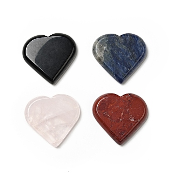 Natural Gemstone Display Decorations, Home Decorations, Heart, 42~43x45~46x8mm
