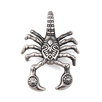 304 Stainless Steel Big Pendants, Scorpion Charm, Antique Silver, 60.5x44x15.5mm, Hole: 14x10mm