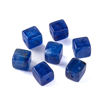 Acrylic Bead, Imitation Jade, Cube, Medium Blue, 9x8x8mm, Hole: 2mm, 833pcs/500g