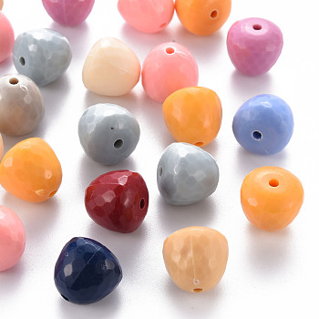 Opaque Acrylic Beads, Faceted, Teardrop, Mixed Color, 15x14.5mm, Hole: 2mm
