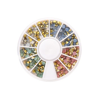 240Pcs 4 Colors Pointed Back Resin Rhinestone Cabochons, Back Plated, Imitation Opal, Nail Art Decoration Accessories, Diamond, Mixed Color, 3.5mm