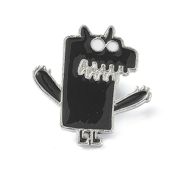 Halloween Theme Alloy Brooches, Enamel Pins, Monster, 25x23.5x1.7mm