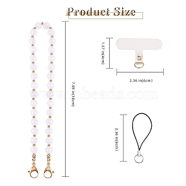 Natural Malaysia Jade & 304 Stainless Steel Round Beaded Mobile Straps(HJEW-SW00043-05)-2