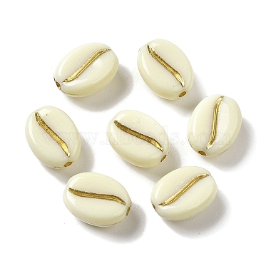 Floral White Oval Acrylic Beads