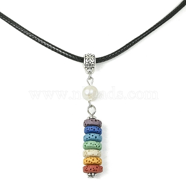 Colorful Disc Lava Rock Necklaces