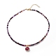 Teardrop Pendant Necklace with Round Beaded Chains(NJEW-JN03921)-4