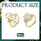 6Pcs Rack Plating Oval Brass Micro Pave Cubic Zirconia Adjustable Solitaire Ring Components(KK-DC0005-11)-2
