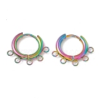 Rainbow Color Ion Plating(IP) 304 Stainless Steel Hoop Earring Findings, 316 Surgical Stainless Steel Pin, with Horizontal Loops, Ring, Rainbow Color, 16x20x2.5mm, Hole: 1.8mm, Pin: 0.9mm(STAS-D183-01M)