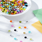 10 Colors ABS Plastic Imitation Pearl Beads, Round, Mixed Color, 6x1.6mm, 50pcs/color(MACR-LP0001-02A)