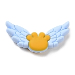 Wing Food Grade Eco-Friendly Silicone Focal Beads, Light Sky Blue, 18x37x7.5mm, Hole: 2.2mm(SIL-C004-01A)