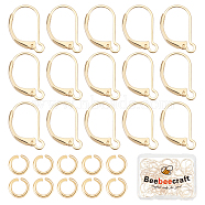 20 Pair Brass Leverback Earring Findings, with Loops & 40Pcs 304 Stainless Steel Open Jump Rings, Real 18K Gold Plated, 16x12x2mm, Hole: 1.5mm(DIY-BBC0001-71G)
