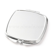 DIY Stainless Iron Cosmetic Mirrors, for Epoxy Resin DIY, Square, Stainless Steel Color, 7.3x6.6x0.8cm, Hole: 1.6mm, Tray: 58x58mm(DIY-L056-05P)