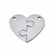 201 Stainless Steel Pendants, Heart, Stainless Steel Color, 20x23x1.5mm, Hole: 2mm(STAS-N095-087P)