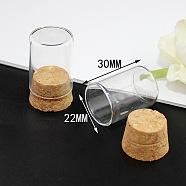 Miniature Glass Bottles, with Cork Stoppers, Cloche Bell Jars, Empty Wishing Bottles, for Dollhouse Accessories, Jewelry Making, Column, Clear, 30x22mm(MIMO-PW0001-038D)