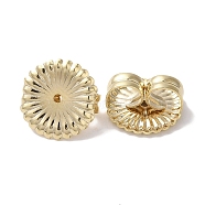 Brass Earring Nuts, Lead Free & Cadmium Free, Flower, Real 24K Gold Plated, 9x4.5mm, Hole: 0.9mm(KK-K383-25A-G)