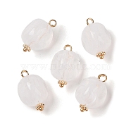 Acrylic Pendants, Imitation Gemstone, with Brass Loops, Nuggets, White, 19x12.5x11.5mm, Hole: 2mm(MACR-C033-01K)