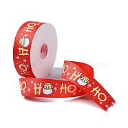 25 Yards Christmas Theme Printed Polyester Grosgrain Ribbon, for DIY Jewelry Making, Flat, Red, 1- inch(25.5mm)(OCOR-C004-02D)