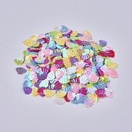 Ornament Accessories Plastic Paillette/Sequins Beads, No Hole/Undrilled Beads, Shell Shapes, Mixed Color, 6x8x0.6mm, about 45359pcs/pound(PVC-F002-C)