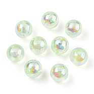 Transparent Acrylic Beads, AB Colors Plated, Round, Pale Green, 6mm, Hole: 1.8mm, about 4800pcs/500g(MACR-T046-01C-18)