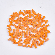 2-Hole Opaque Glass Seed Beads, Rectangle, Orange, 4.5~5x2x1~1.5mm, Hole: 0.5~0.8mm(SEED-S023-21A-01)