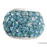 Austrian Crystal European Beads, Large Hole Beads, with 925 Sterling Silver Single Core, Rondelle, 202_Aquamarine, 11x7.5mm, Hole: 4.5mm(N0R4T201)