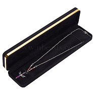 Rectangle Velvet Necklace Storage Boxes, Jewellery Organizer Travel Case for Necklace Holder, Black, 5.5x21.9x2.8cm(CON-WH0095-23)
