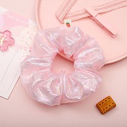 Satin Elastic Hair Accessories, for Girls or Women, Scrunchie/Scrunchy Hair Ties, Pink, 50mm, Inner Diameter: 25mm(PW-WG82080-01)