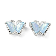 Brass Micro Pave Cubic Zirconia Beads, Long-Lasting Plated, Butterfly, Platinum, 16.5x21.5x8mm, Hole: 2mm(KK-B087-15P)