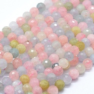 Natural Morganite Beads Strands, Grade AAA, Faceted, Round, 6~6.5mm, Hole: 1mm; about 63pcs/strand, 15.35''(39cm)(G-D0013-46)