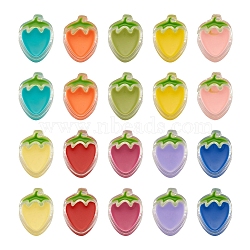 Craftdady 100Pcs 10 Colors Transparent Enamel Acrylic Beads, Strawberry, Mixed Color, 25.5x19x9mm, Hole: 3.5mm(TACR-CD0001-07)