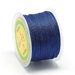 Nylon Threads, Milan Cords/Twisted Cords, Medium Blue, 1.5~2mm, about 54.68 yards(50m)/roll(NWIR-R039-335)