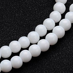 Opaque Color Glass Round Bead Strands, White, 4mm, Hole: 1mm, about 80pcs/strand, 11 inch(X-GLAA-I026-4mm-02)