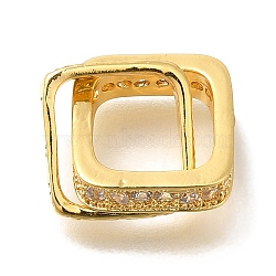 Brass Micro Pave Cubic Zirconia Pandants, Square Charms, Golden, 11~11.5x11~11.5x2~3mm(KK-B122-02G)