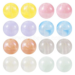 Pandahall 80Pcs 8 Colors Opaque Acrylic Beads, Glitter Beads, Round, Mixed Color, 10.5~11mm, Hole: 2mm, 10pcs/color(OACR-TA0001-23)