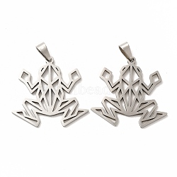 Non-Tarnish 201 Stainless Steel Origami Pendants, Frog Outline Charms, Stainless Steel Color, 28x29x1.5mm, Hole: 6.5x3mm(X-STAS-K251-044P)