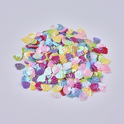 Ornament Accessories Plastic Paillette/Sequins Beads, No Hole/Undrilled Beads, Shell Shapes, Mixed Color, 6x8x0.6mm, about 45359pcs/pound(PVC-F002-C)