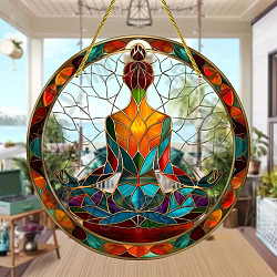 Round Acrylic Pendant Decorations, Wall Hanging Ornament for Window, Garden & Home Decoration, Human, 150x2mm(PW-WG3C032-06)