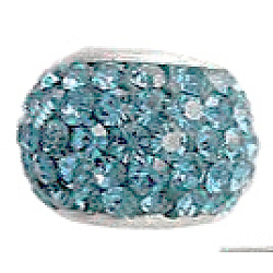 Austrian Crystal European Beads, Large Hole Beads, with 925 Sterling Silver Single Core, Rondelle, 202_Aquamarine, 11x7.5mm, Hole: 4.5mm(N0R4T201)