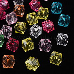 Transparent Acrylic Beads, Faceted, Square, Mixed Color, 8.5x9.5x9.5mm, Hole: 2.5mm(X-MACR-S373-51B)