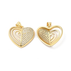 Brass Micro Pave Clear Cubic Zirconia Pendants, Heart Charms, Real 16K Gold Plated, 20x23x5mm, Hole: 4.5x3.5mm(ZIRC-L103-043G)