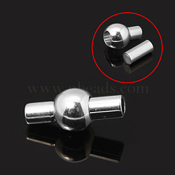Rack Plating Brass Magnetic Clasps, Oval, 925 Sterling Silver Plated, 16x8mm, Hole: 3mm(KK-G230-3mm-S)