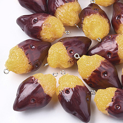 Resin Pendants, with Platinum Tone Iron Findings, Imitation Food, Sweet Potato, Dark Red, 41~42x23x19.5mm, Hole: 2mm(X-RESI-T028-23)